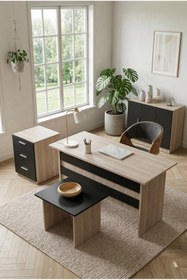 Resim Robin Home Verona Abce Ofis Büro Masa Takımı Meşe-Siyah 
