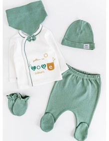 Resim Babymod Love Baskılı Fiyonklu 5 Parça Bebek Hastane Çıkışı Bebek Takımı 001 