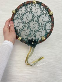 Resim ZEYMERADE Yeşil Gelin Nedime Tefi Dantel 3D Süslemeli, Düğün Kına Sünnet Bride To Be 