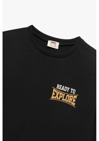 Resim Koton Erkek Çocuk Baskılı Uzun Kollu Bisiklet Yaka Sweatshirt Siyah 