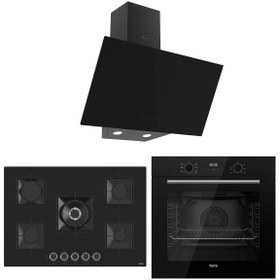 Resim Ferre Flowart Florenz Plus Siyah 3'lü Ankastre Set ( QBL63CS-SS035-D077 ) 