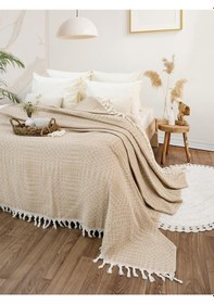 Resim Battaniye Pamuk Riona 180x200 Cm Bej 