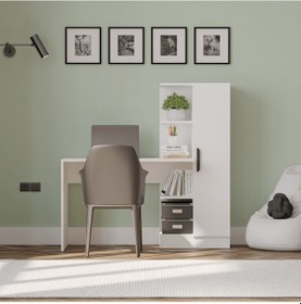 Resim İnci Çalışma Masası Beyaz 