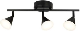 Resim Rsylight Retro Metal Siyah 3 Lü 180 Derece Hareketli Led Spot Avize Beyaz Ampullü 