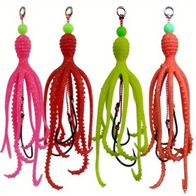 Resim 1 AVLCOAKY 15cm/10g Ahtapot Squid Balık Oltası - Yumuşak Silikon Balık Oltası, Paslanmaz Çelik Kancalar, Çok Renkli (Pembe, Kırmızı, Yeşil) Balıkçılık için | Gerçekçi Ahtapot Balık Oltası | Dayanıklı Balık Oltası 