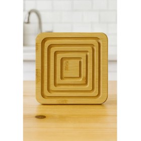 Resim Mutfak Köşesi Lona Bambu Kare Nihale 16.5 x 16.5 cm – Isıya Dayanıklı Tencere ve Tepsi Altlığı 