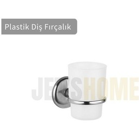 Resim Jet's Home Plastik Diş Fırçalık Paslanmaz Lüks Diş Fırçası Tutacağı Krom Krom 