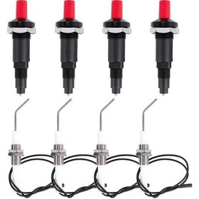 Resim Xiaaokeji 4 Parça Propan Basmalı Piezo Ateşleyici Seti Tel 30 Cm Gazlı Izgara İçin 