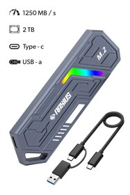 Resim RaXius DK03 USB-A/Type-C Kablolu RGB 2TB 22x80 M.2 NVMe Taşınabilir Harici SSD 