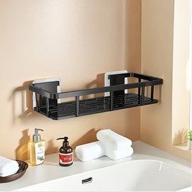 Resim 3 Adet Siyah Paslanmaz Cilalı Duvara Monte Banyo Rafı - Delme Gerektirmez, Şampuan, Saç Kremi, Diş Fırçası vb. İçin Uygun Yerden Tasarruf Sağlayan Yapışkanlı Depolama Rafları, Su Birikmesini Önleyen Drenaj Tasarımı, Banyo Depolama Çözümü | Modern Plastik Organizatör, Dayanıklı Banyo Rafı 