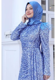 Resim Esilanur Şura Tesettür Abiye İndigo İndigo 