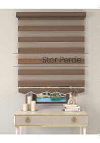 Resim Somon Rengi Etek Dilimli Zebra Stor Güneşlik Perde Kırık Somon Rengi 