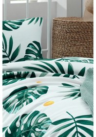 Resim Tek Kişilik Baskılı Pike Takımı Monstera Yeşil Yeşil 