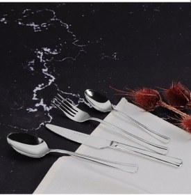 Resim Serenk Milano Çelik Çatal Kaşık Bıçak Takımı 24 Parça Gümüş 