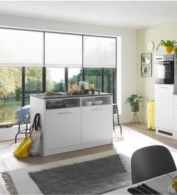 Resim Kalypso Mutfak Adası Alt Modül 120 Cm Beyaz -antrasit Tezgah Dahil Beyaz 