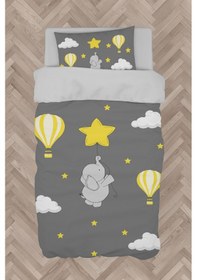 Resim Mekta Home Bebek Ve Çocuk Odası Fil Yıldız Ve Uçan Balon Desenli Nevresim Takımı 