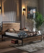 Resim Unimet Ariane Ahşaplı Tek Kişilik Metal Karyola 120x200 Siyah (AHŞAP LATALI) 