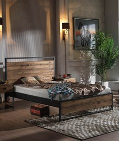Resim Unimet Ariane Ahşaplı Tek Kişilik Metal Karyola 120x200 Siyah (AHŞAP LATALI) 