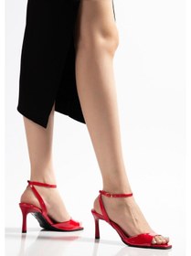 Resim Suins Riante Model Kadın Yüksek Topuklu Bilekten Bağlamalı Stiletto Ayakkabı Kırmızı 