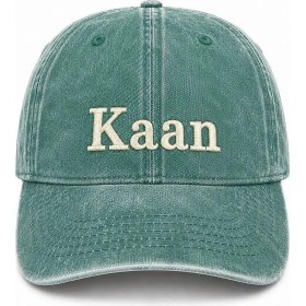 Resim Tesbihane Isme Özel Nakışlı Haki Vintage Stil Eskitme Kumaş Ayarlanabilir Unisex Beyzbol Şapkası 