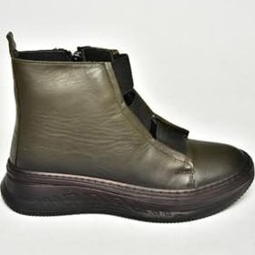 Resim fox SHOES T555130103 Haki Hakiki Deri Comfort Ortopedik Taban Kadın Bot 