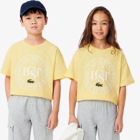 Resim Lacoste Çocuk Bisiklet Yaka Baskılı Sarı T-Shirt 