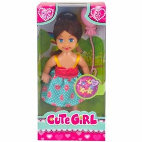 Resim Mega Sevimli Mini Bebek Kumral Yeşil Çiçekli Elbise 