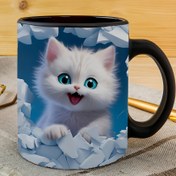 Resim 1 adet Eğlenceli Bakmak Kedi UV DTF Bardak Ambalaj Etiketleri, Transfer Baskı İçin Kendinden Yapışkanlı Etiketler, Mugs, Su Şişeleri ve Ev Dekorasyonu İçin Uygun. Kullanışlı Etiketler, 16OZ Cam Bardak Ambalajı İçin DTF Transfer Etiketleri, Çizilmeye Dayanıklı 3D Kristal Etiketler. 