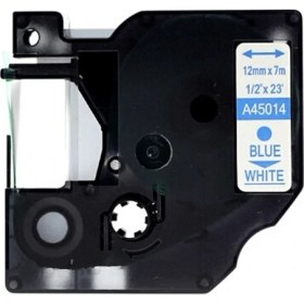 Resim PrintPen Dymo D1 Serisi Beyaz Etikete Mavi 45014 12Mmx7M Şerit 
