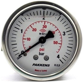 Resim Pakkens 0-4 Bar 50 Mm Arkadan Bağlantılı Panotipli Gliserinli Man 