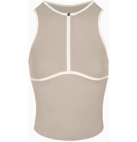 Resim United Colors Of Benetton Because Of Alice Base Contrast Trim Sleeveless Zip UpFermuarlı Kadın Üst Sporcu Atleti Açık Kahverengi 
