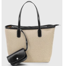 Resim Housebags Cüzdan Aksesuarlı Hasır Siyah Büyük Kapasiteli Suya Dayanıklı Shopper Çanta 282 Hasır Siyah 