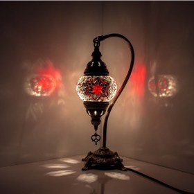 Resim Dekoratif Abajur Ayaklı Masa Lambası Desenli Mozaik Lamba Dekorasyon Lamba v5 