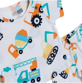 Resim HelloBabymon Erkek Bebek Pijama Takımı Taşıtlar Baskılı Çıtçıtlı Bisiklet Yaka Short Sleeve Reçme 