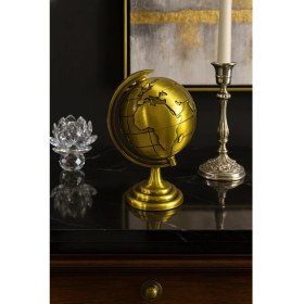 Resim Dekoratif 3’lü Ofis Masa Seti Pirinç Terazi, Manyetik Kum Saati ve Metal Dünya Küresi Premium Hediye 