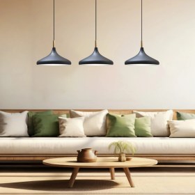 Resim Bamyum Üçlü Siyah Iç Beyaz Ahşap Başlık Sarkıt Lamba Yemek Masası Oturma Odası Mutfak Salon Otel Showroom 