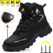 Resim DIAN SEN Erkek Güvenlik İş Botları - Anti-Kırma ve Delme Direnci, Çelik Burun, Hafif, Dayanıklı Kauçuk Taban, Nefes Alabilen Kumaş Astar, Endüstriyel ve İnşaat Alanları için İdeal, Siyah, İnşaat Ayakkabıları | Modern İş Botları | Dayanıklı Kauçuk Taban 