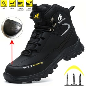 Resim DIAN SEN Erkek Güvenlik İş Botları - Anti-Kırma ve Delme Direnci, Çelik Burun, Hafif, Dayanıklı Kauçuk Taban, Nefes Alabilen Kumaş Astar, Endüstriyel ve İnşaat Alanları için İdeal, Siyah, İnşaat Ayakkabıları | Modern İş Botları | Dayanıklı Kauçuk Taban 