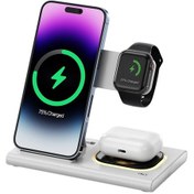 Resim A80 3'ü 1 Arada 15w Katlanır Kablosuz Şarj Cihazı Beyaz 