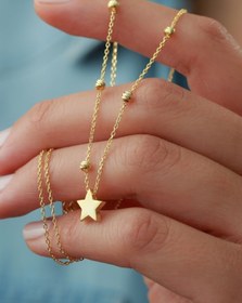 Resim Silvano Jewelry 925 Ayar Gümüş Çift Zincirli Yıldız Kolye 