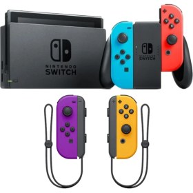 Resim Nintendo Switch Neon Konsol ve Turuncu Mor Joycon 