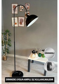 Resim Dimmerli Işığı Ayarlanabilen Işığı Artırılıp Azaltılabilen Siyah Hareketli Başlık Metal Lambader Siyah 