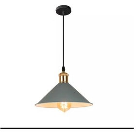 Resim Rys Retro Metal Gri Tekli Sarkıt Kafe Mutfak Aydınlatma Çap.30 Cm 