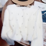 Resim Kadınlar İçin Zarif Pembe Suni Kürk Kartuş, İnci Detaylı - V Yaka Uzun Kollu Açık Ön Kazak, Yumuşak Peluş Dokulu, Sonbahar/Kış Katmanlama İçin Mükemmel, Çok Yönlü Moda Aksesuarı, Kışlık Moda Kartuş | V Yaka Kartuş | İnci Detaylı 