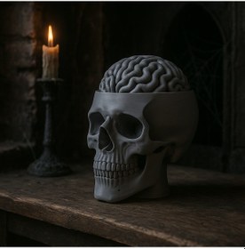 Resim Dekoratif Kurukafa Masa Biblosu, Gotik Kafatası 15 Cm, Kuru Kafa Dekoratif Obje, 3d Baskı Biblo (No Color) 