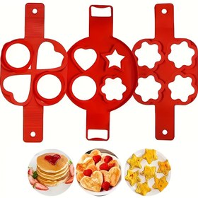 Resim 1 adet/ 2 adet Pancake Yapıcı Yapışmaz Pişirme Aracı Yuvarlak Kalp Pancake Yapıcı Yumurta Pişirici Tava Yumurta Kalıbı Mutfak Pişirme Aksesuarları 