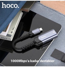 Resim Hoco Ua26 Type-c Otg Rj45 İnternet Adaptörü Dönüştürücü 1000 Mbps- 5775 