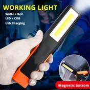 Resim COB Çalışma Işığı ile El Feneri, Taşınabilir LED Fener, Acil Işık, Beyaz ve Kırmızı Işık Aydınlatması, Üç Aydınlatma Modu, 360° Dönebilen saç tokası ve Manyetik Fonksiyon ile Donatılmış, Tamir Çalışmaları, Kamp ve Yürüyüş Ekipmanları için Uygun. 
