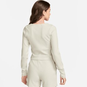 Resim Nike Sportswear Chill Knit Full Zip Ribbed Cardigan Kadın Krem Hırka 