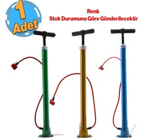 Resim Badem10 Klasik Bisiklet Pompası El Tipi Ayak Tutamaklı Standart Plastik Başlıklı ve Uçlu Metal Taban Borulu 